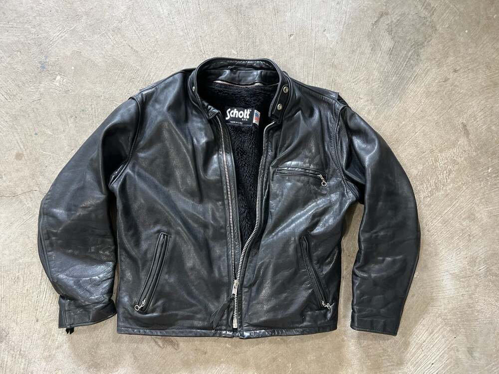 Vintage Schott 641 Black Leather Cafe Racer Motorcycle Jacket Size 46 / M